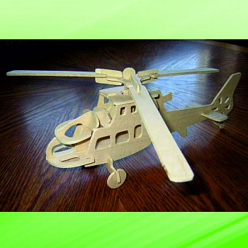 Сборная деревянная модель "Боевой вертолет" 007