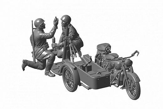 Советский мотоцикл М-72 с минометом/3651