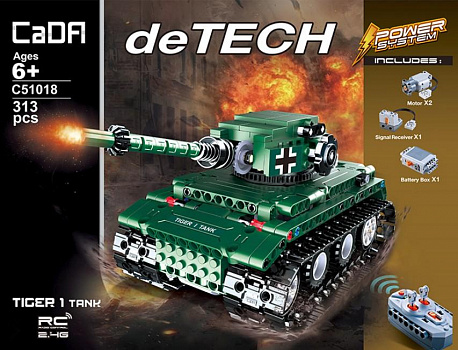 Конструктор Double E Cada Technics, Танк Tiger 1, 313 деталей, /C51018W