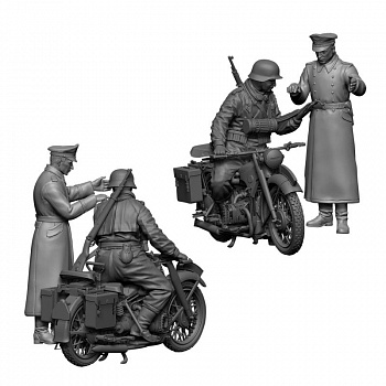Немецкий тяжелый мотоцикл Р-12 с водителем и офицером/3632