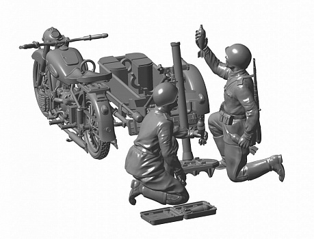 Советский мотоцикл М-72 с минометом/3651